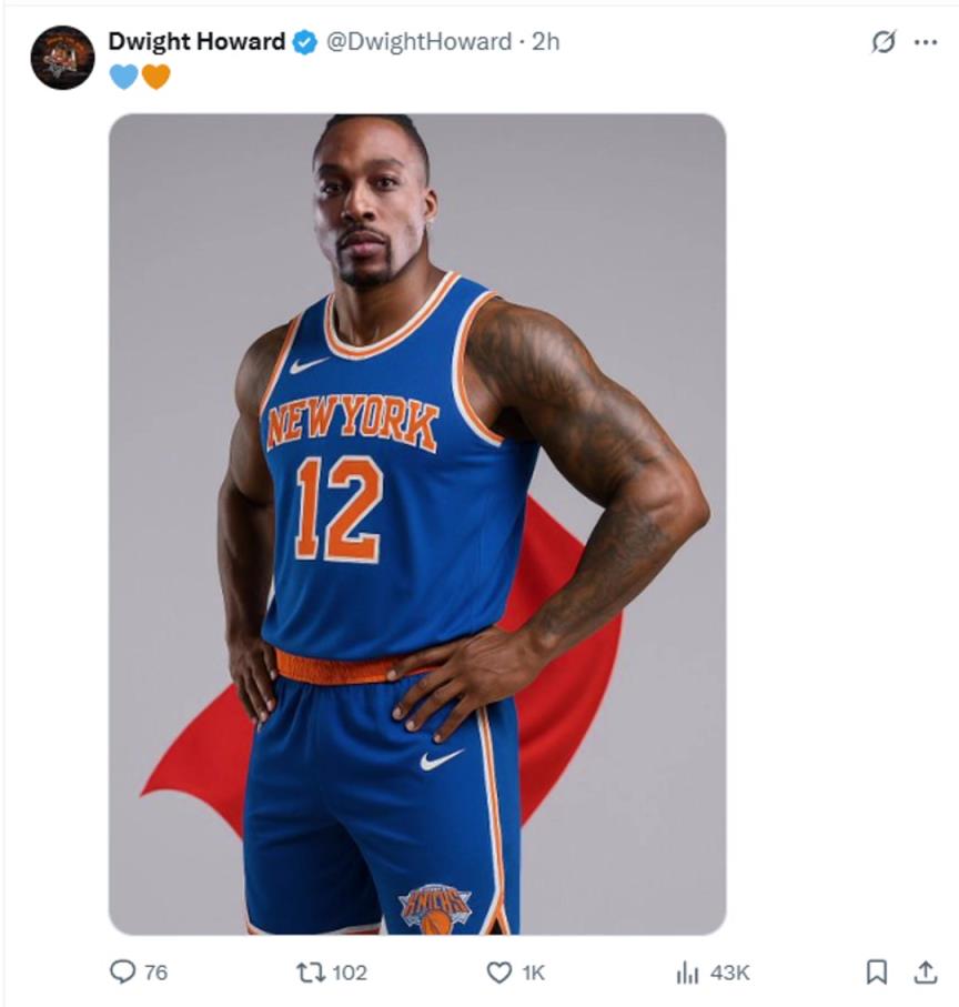 難道說？尼克斯步行者G4賽后 霍華德發(fā)推身披尼克斯戰(zhàn)袍